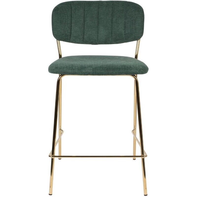 White Label Zelená látková barová židle WLL Jolien 65 cm