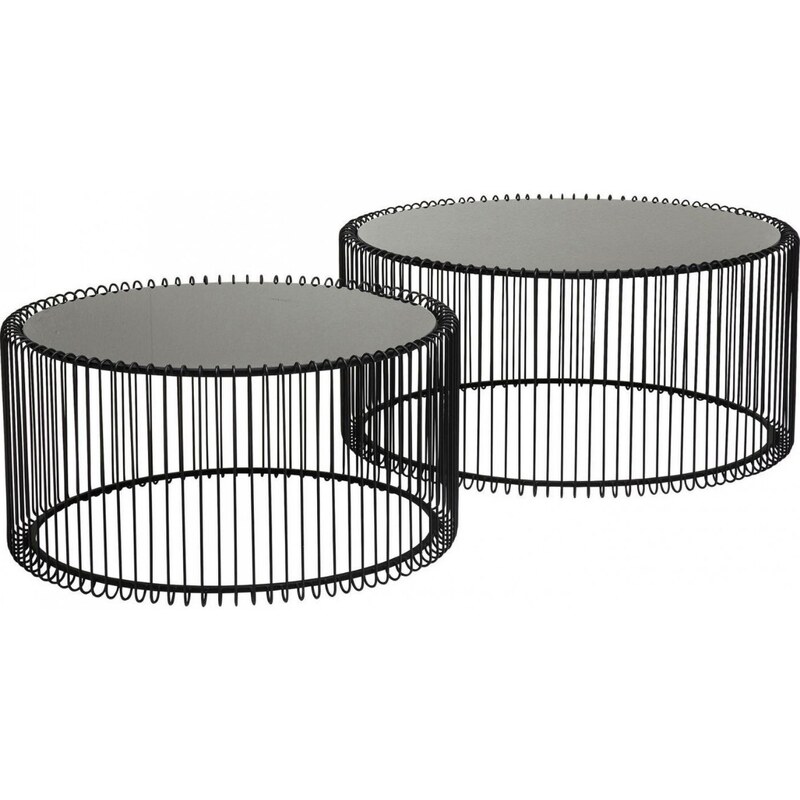 Kare Design Set dvou černých kovových konferenčních stolků Wire 69,5/60 cm