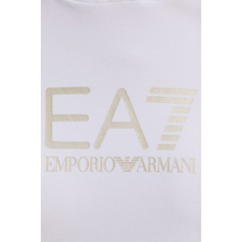 Mikina EA7 Emporio Armani dámská, bílá barva, hladká