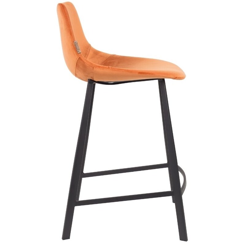 Oranžová sametová barová židle DUTCHBONE Franky 65 cm