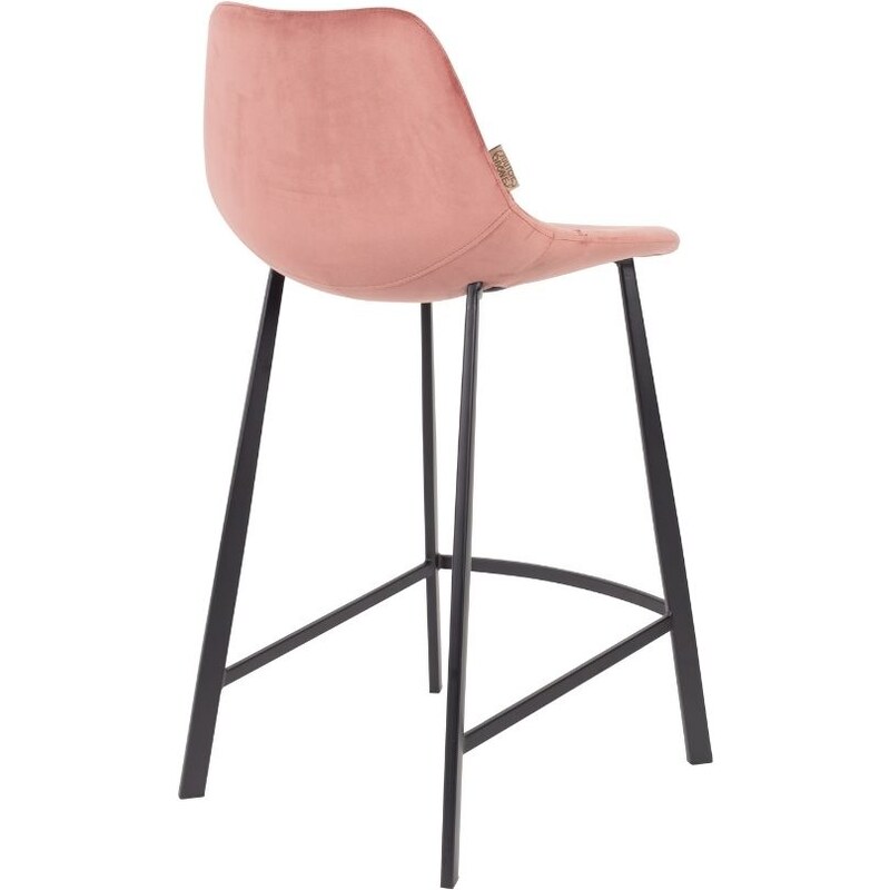 Růžová sametová barová židle DUTCHBONE Franky 65 cm