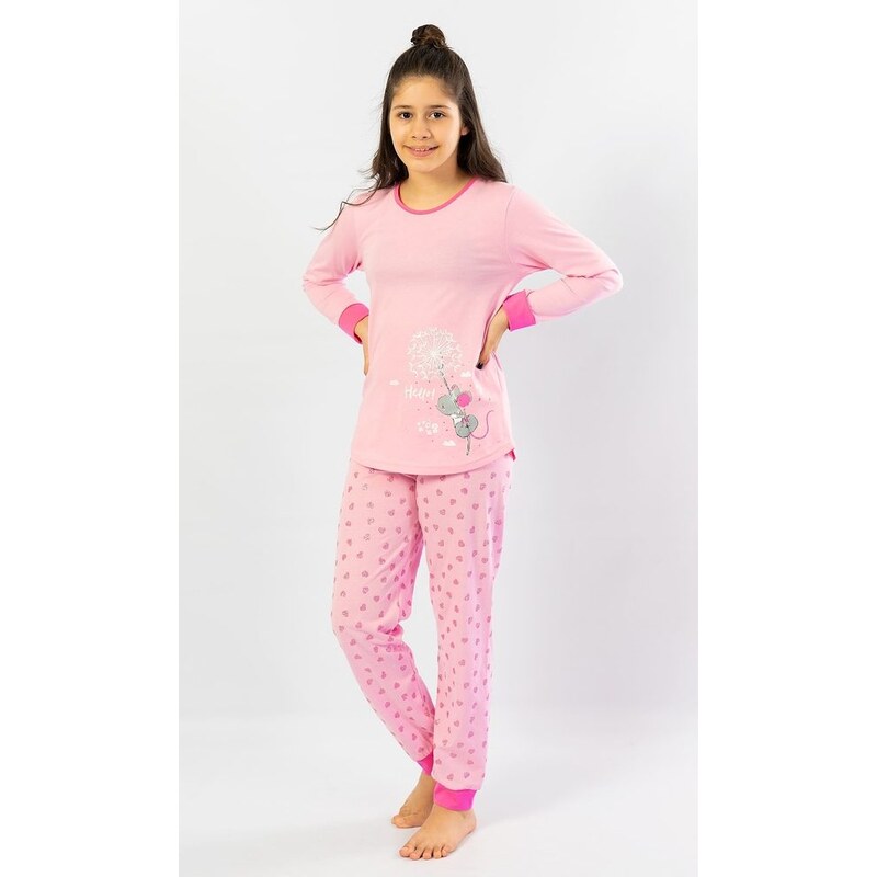 Vienetta Kids Dětské pyžamo dlouhé Malá myška - světle růžová