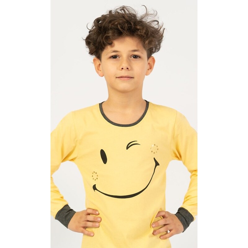 Vienetta Kids Dětské pyžamo dlouhé Patrik - žlutá