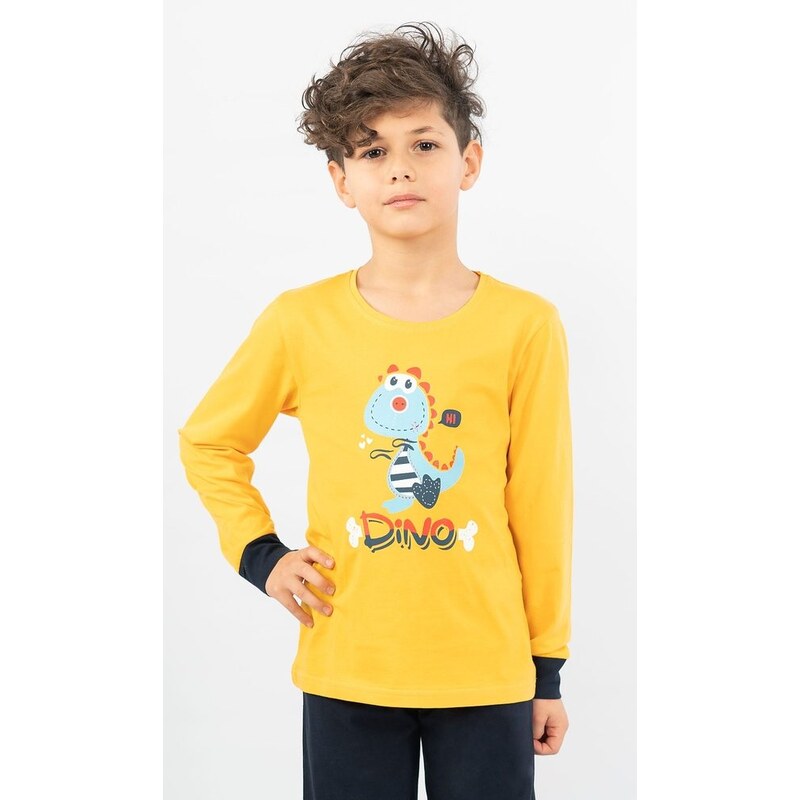 Vienetta Kids Dětské pyžamo dlouhé Dino - žlutá