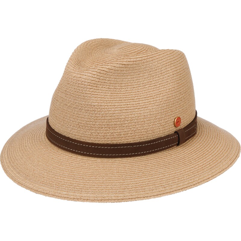 Luxusní nemačkavý béžový klobouk Fedora - ručně šitý, UV faktor 80 - Mayser Mathis