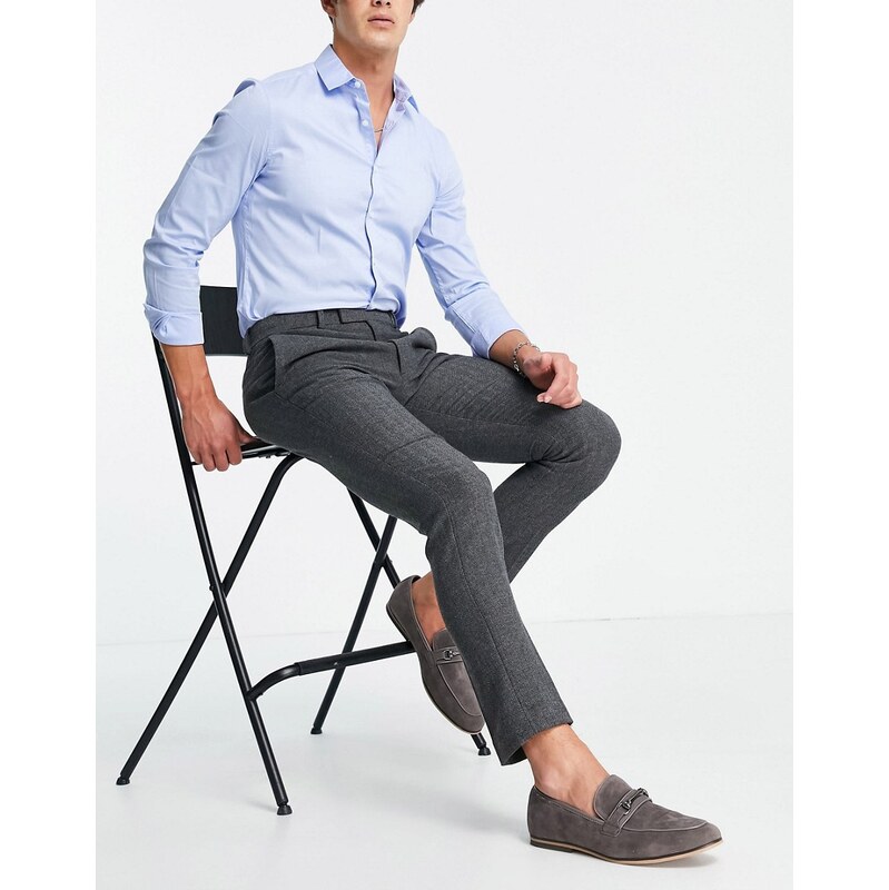 ASOS DESIGN wedding skinny wool mix suit trousers in charcoal