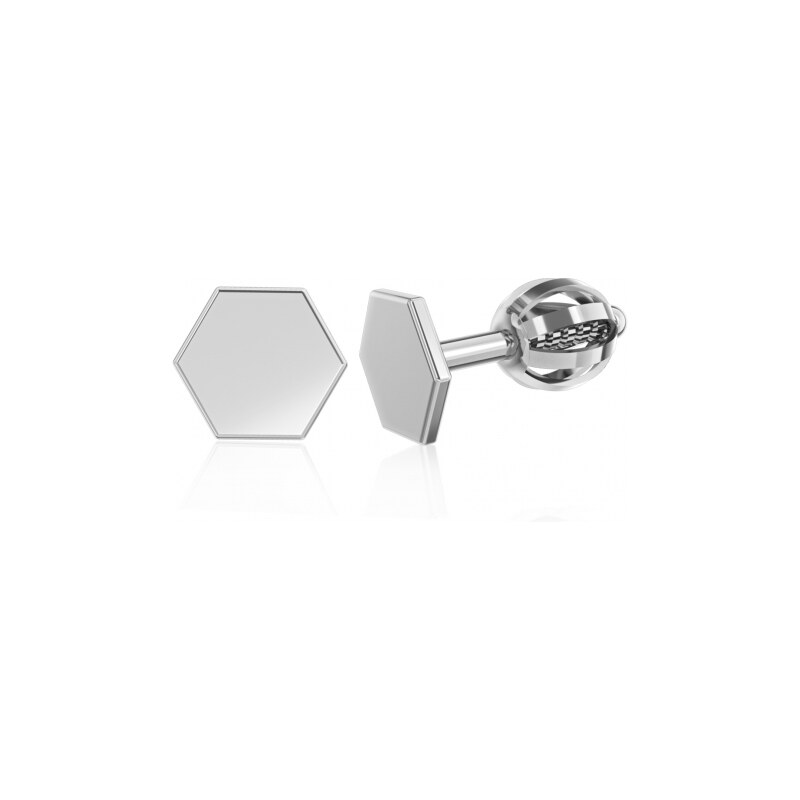 Couple, Minimalistické náušnice IDOL Hexagon, bílé zlato, 585-66-3 114941661