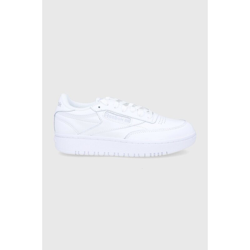 Kožené boty Reebok Classic Club C bílá barva, na plochém podpatku, GW0854.100006321