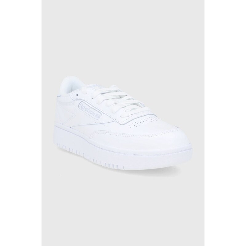 Kožené boty Reebok Classic Club C bílá barva, na plochém podpatku, GW0854.100006321