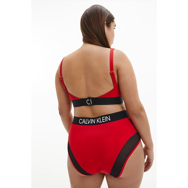 Červený spodní díl plavek High Waist Bikini Calvin Klein Underwear - Dámské