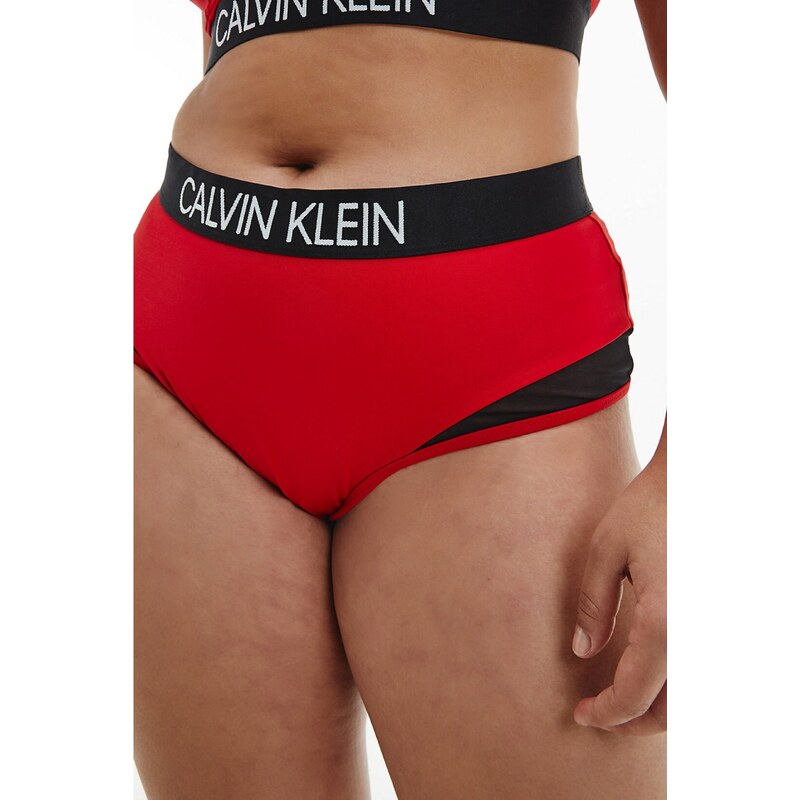 Červený spodní díl plavek High Waist Bikini Calvin Klein Underwear - Dámské