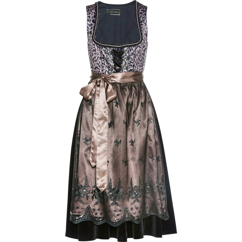 bonprix Dirndl s leopardím vzorem Černá