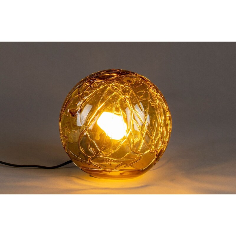 Jantarová skleněná stolní lampa DUTCHBONE LUNE 25 cm