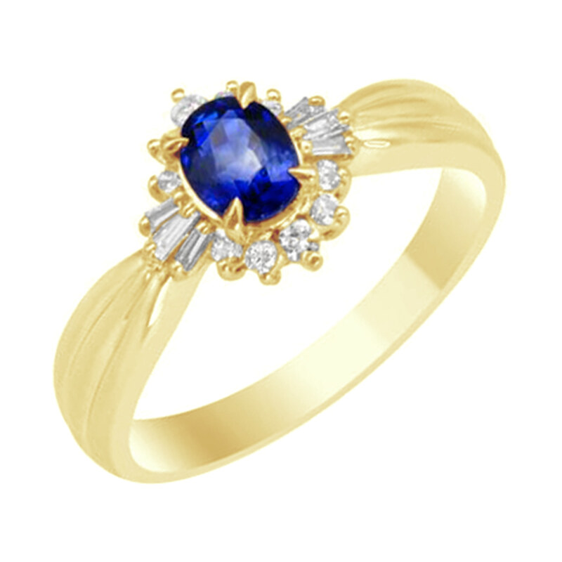 Eppi Modrý safír ve zlatém prstenu s diamanty Eriel