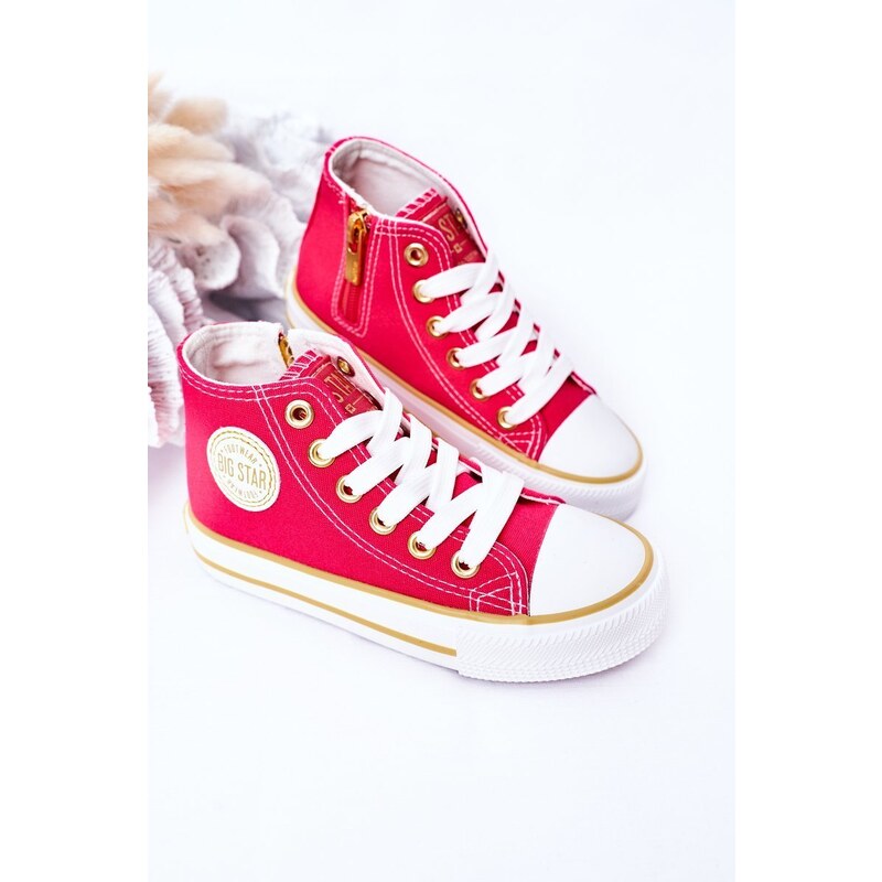 BIG STAR SHOES Children's High Sneakers With A Zipper BIG STAR HH374137 Pink