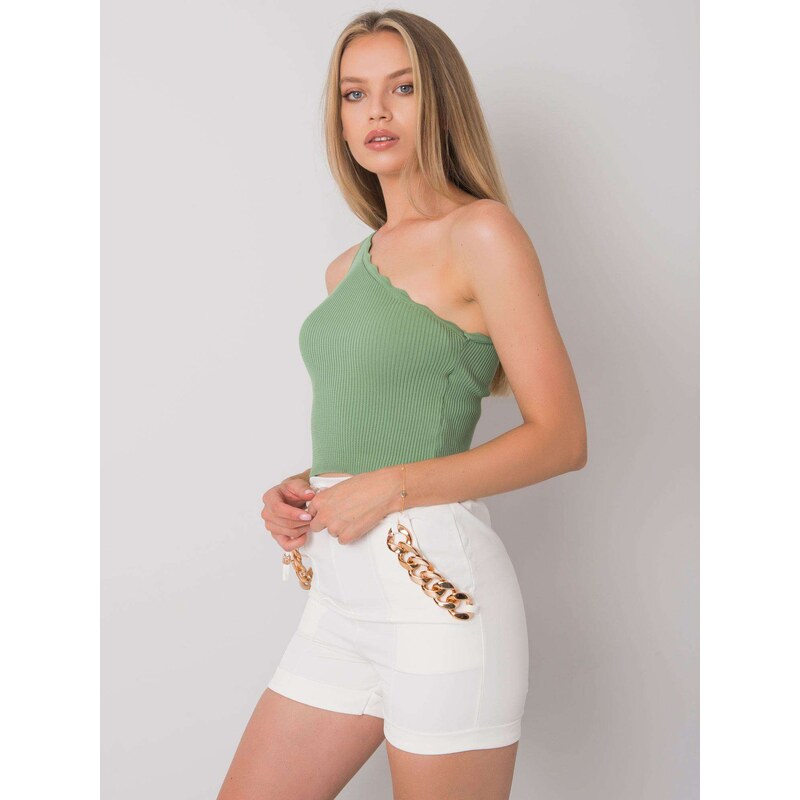 Fashionhunters Khaki asymetrický top