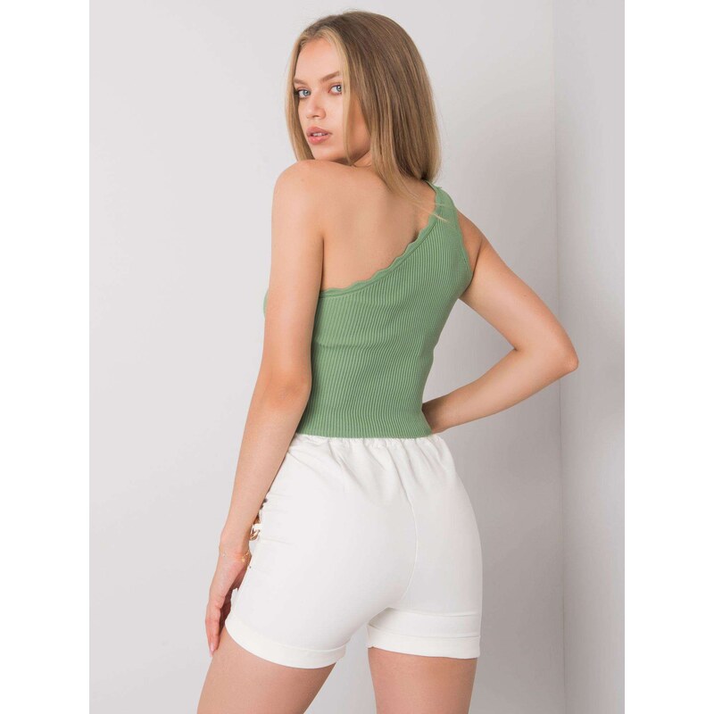 Fashionhunters Khaki asymetrický top