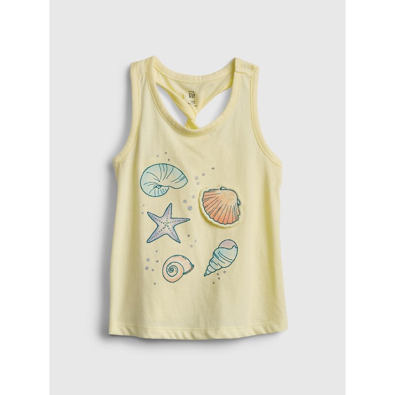 GAP Dětský top twist-back interactive graphic tank - Holky