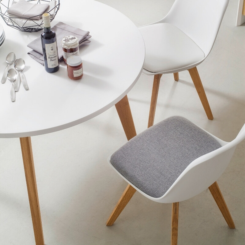Bílá plastová jídelní židle Tenzo Bess se šedým sedákem