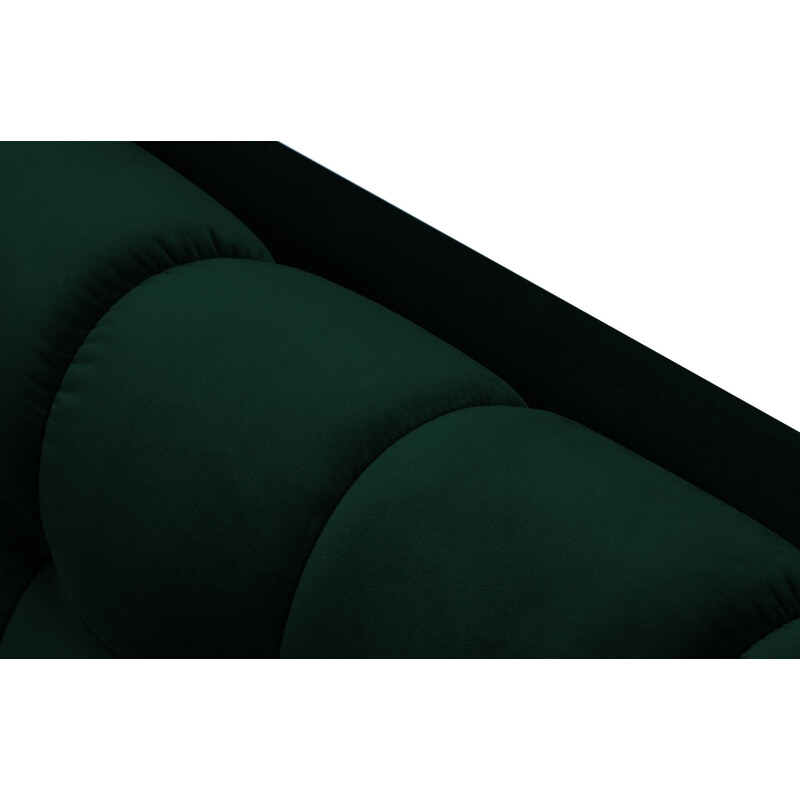 Tmavě zelená sametová dvoumístná pohovka MICADONI MAMAIA 152 cm se zlatou podnoží