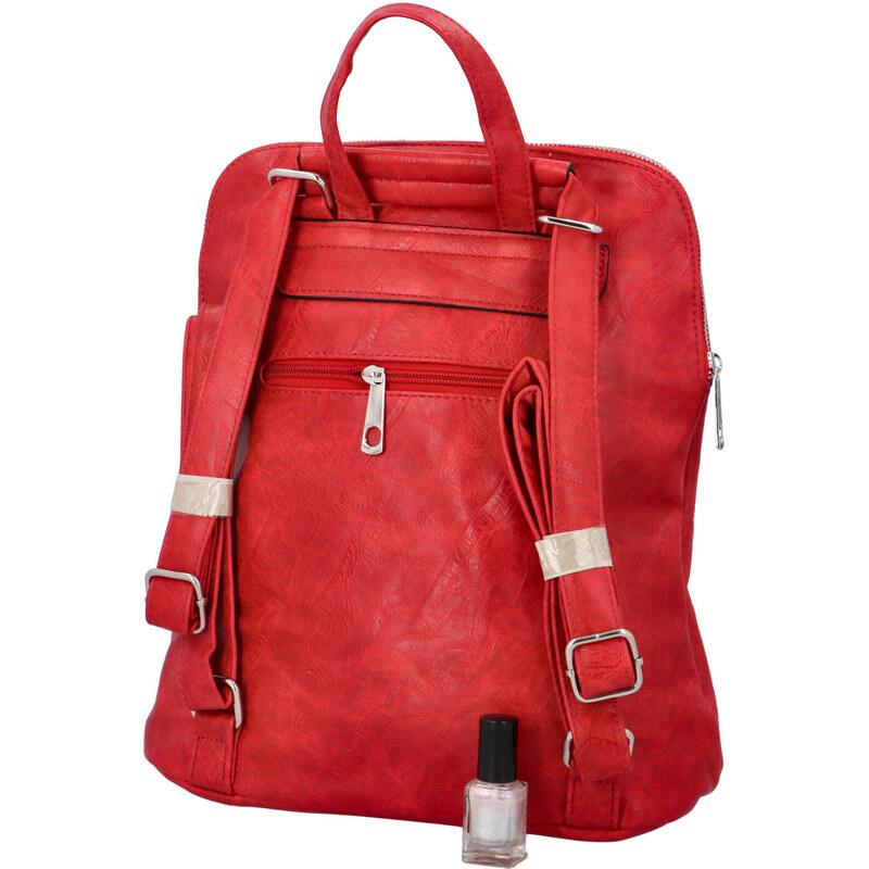 Gigi Bags Prostorný koženkový batoh Karolin, červená