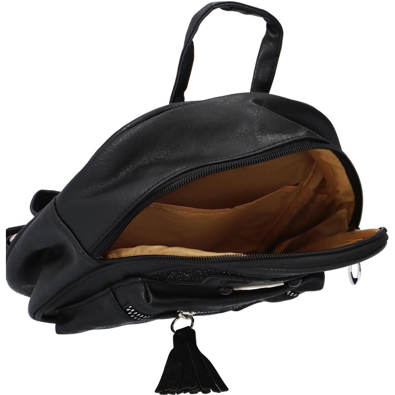 L&H Veselý koženkový batůžek s medvídkem, černý