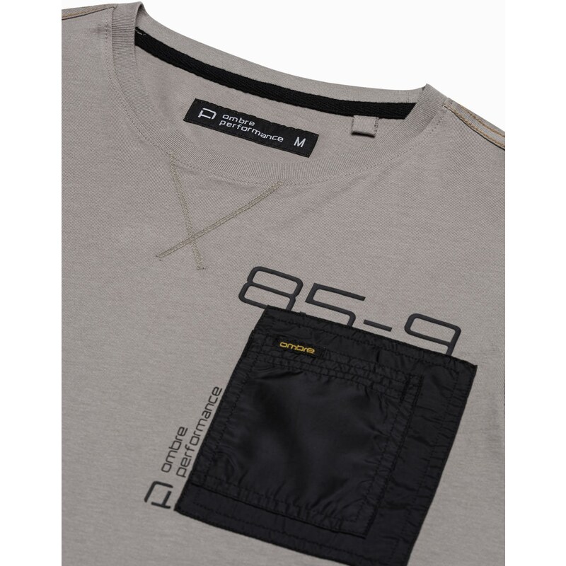 Ombre Clothing Chlapecké tričko s dlouhým rukávem a potiskem - šedá L130