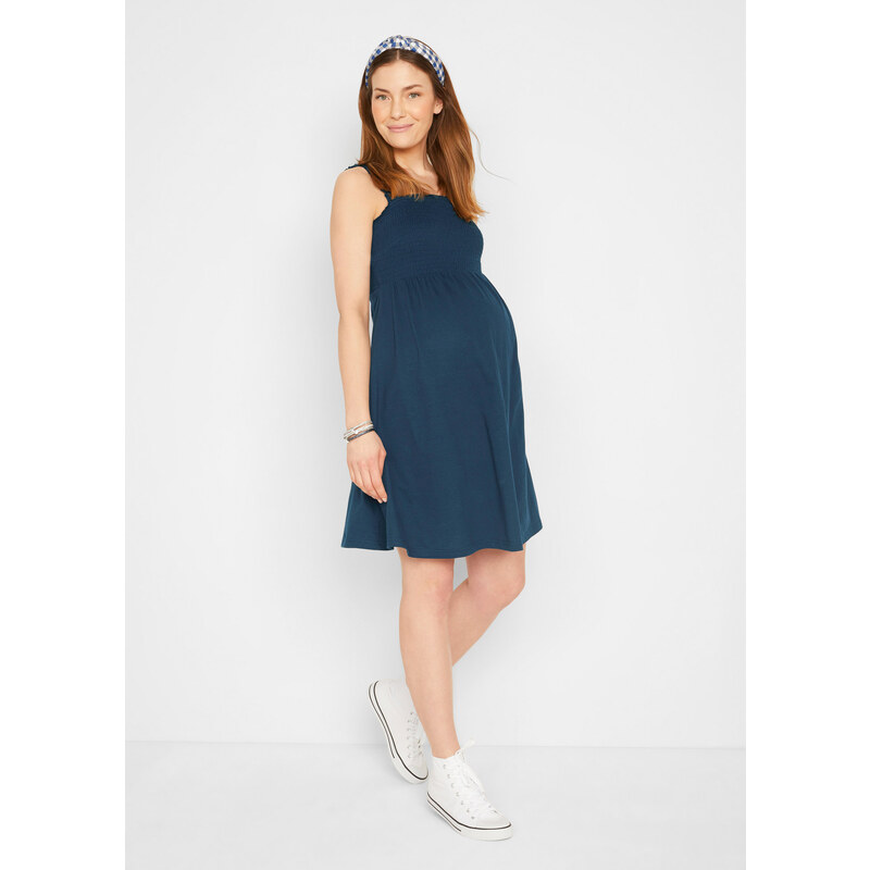bonprix Těhotenské šaty z organické bavlny (2 ks v balení) Modrá