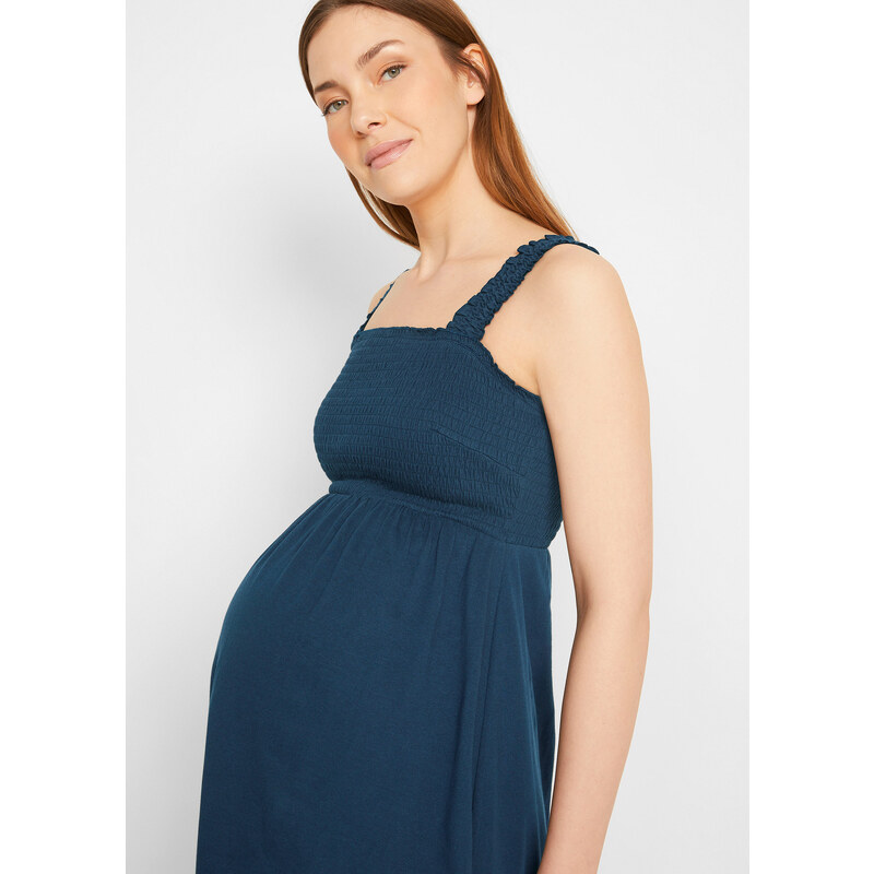 bonprix Těhotenské šaty z organické bavlny (2 ks v balení) Modrá