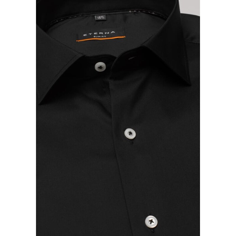 Pánská slim fit černá košile ETERNA s dlouhým rukávem stretch