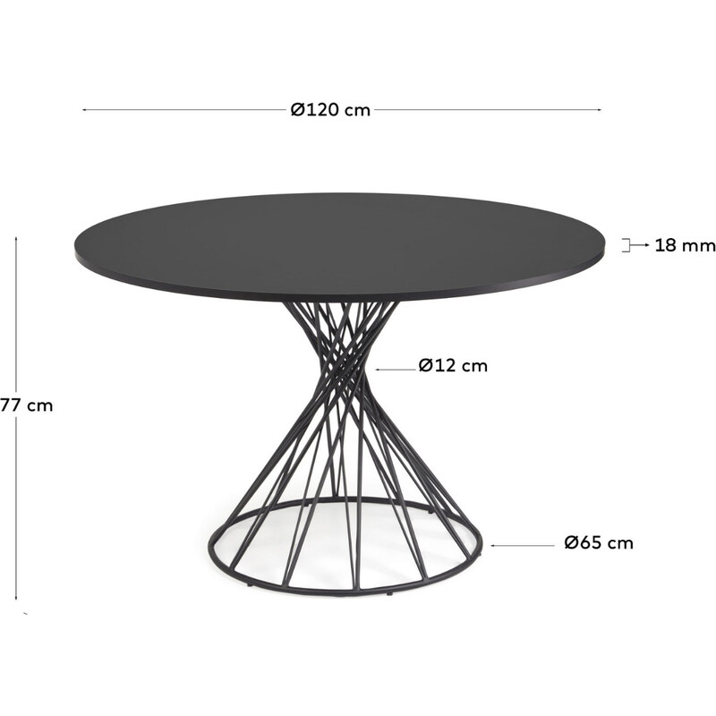 Černý lakovaný jídelní stůl Kave Home Niut 120 cm