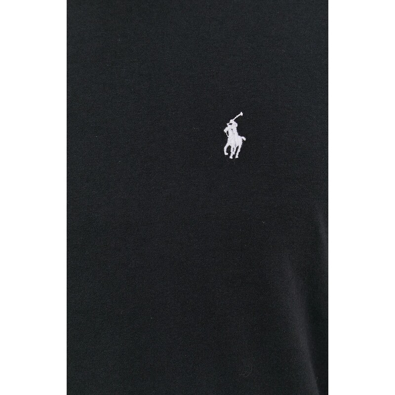 Tričko s dlouhým rukávem Polo Ralph Lauren pánské, černá barva, hladké