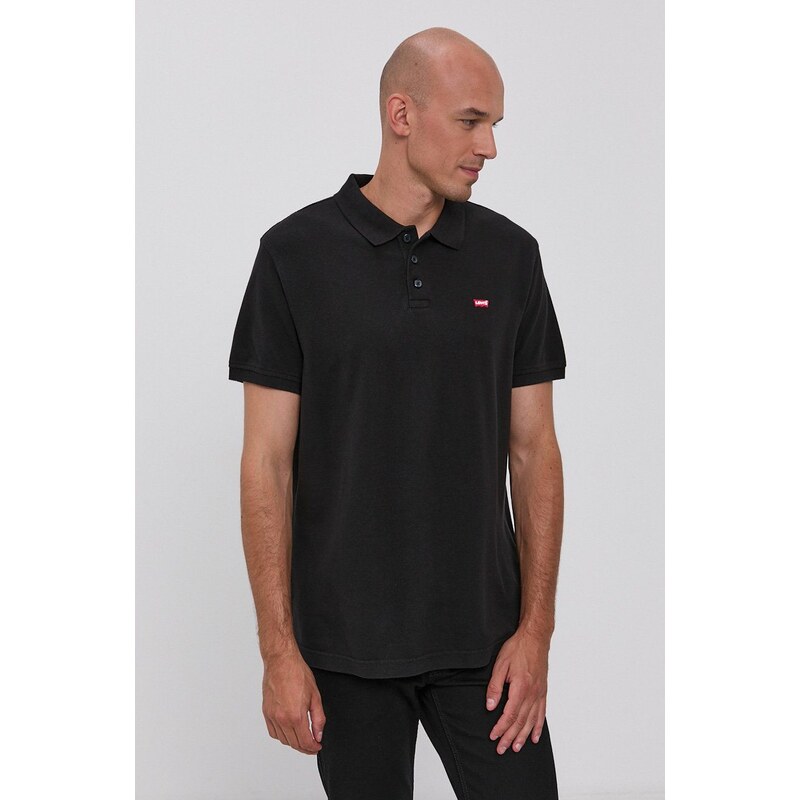 Polo tričko Levi's pánské, černá barva, hladké, 35883.0007-Blacks