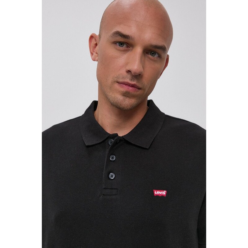 Polo tričko Levi's pánské, černá barva, hladké, 35883.0007-Blacks