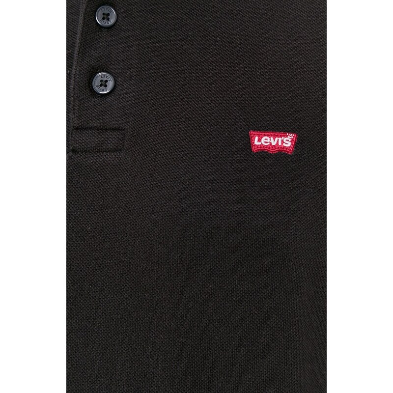 Polo tričko Levi's pánské, černá barva, hladké, 35883.0007-Blacks