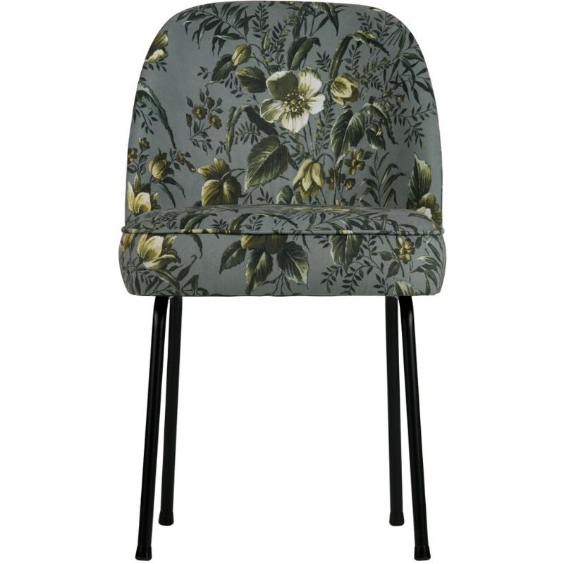 Hoorns Šedá sametová jídelní židle Tergi s květinovým vzorem