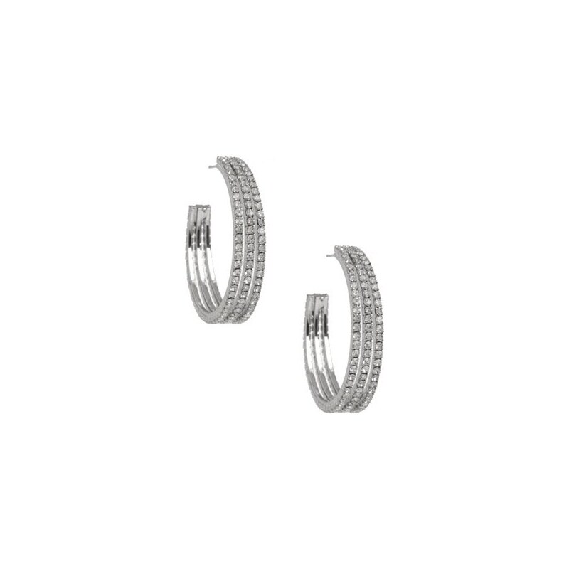 G by Guess Náušnice Rhinestone Triple Medium Hoop Earrings