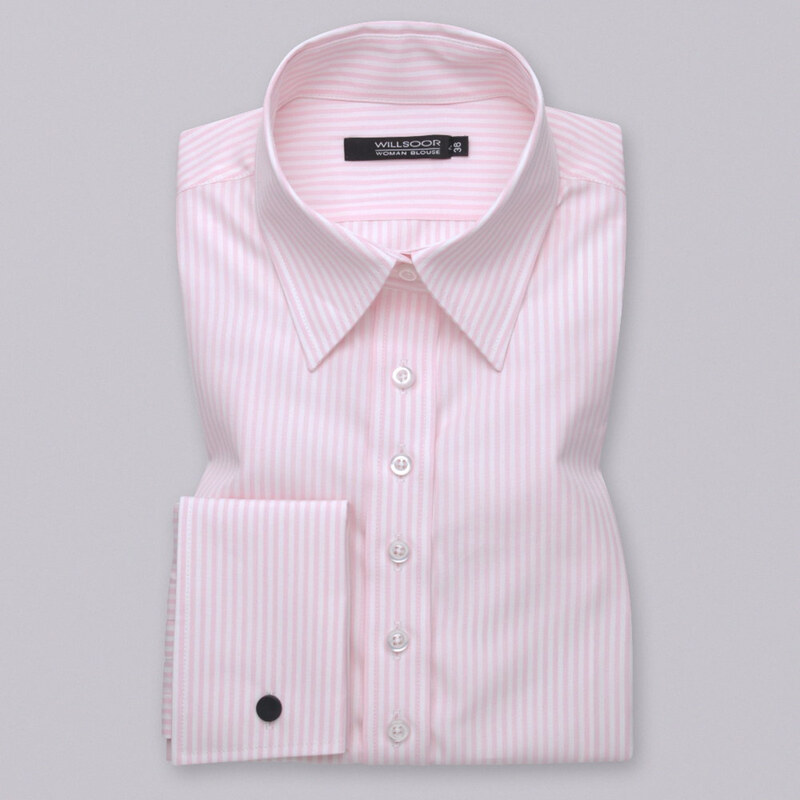 Willsoor Dámská košile s růžovým pruhovaným vzorem 12454