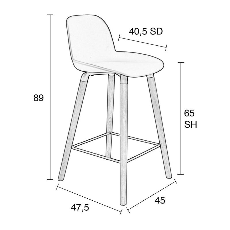 Tmavě šedá plastová barová židle ZUIVER ALBERT KUIP 65cm