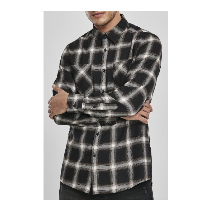 Košile Urban Classics Checked Flanell Shirt 6 - black/white