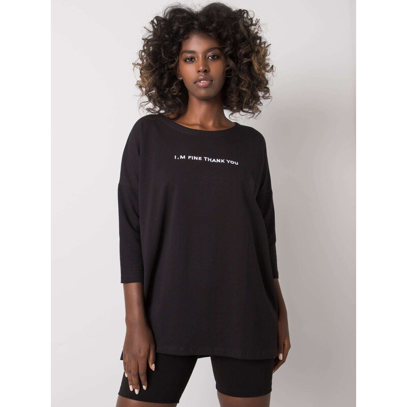 BASIC Černé dámské tričko s nápisem -black Černá