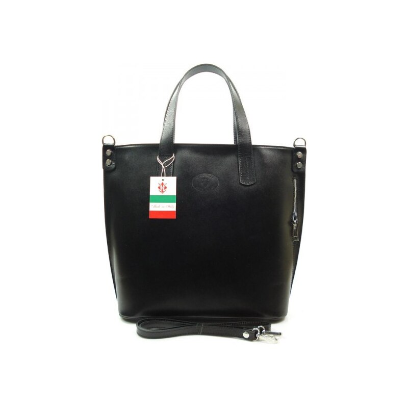 Kožená shopper bag kabelka Vera Pelle 1777 černá 114998898