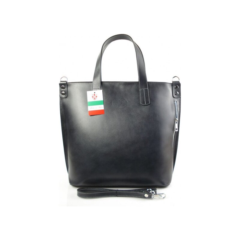 Kožená shopper bag kabelka Vera Pelle 1777 šedá 62235984