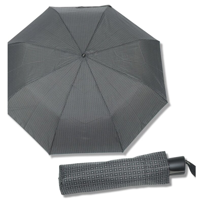Pánský skládací manuální deštník Doppler Fiber 726467 -šedý/puntík