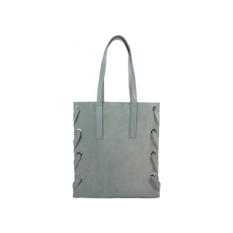 Kožená shopper bag kabelka Vera Pelle WK7 šedá
