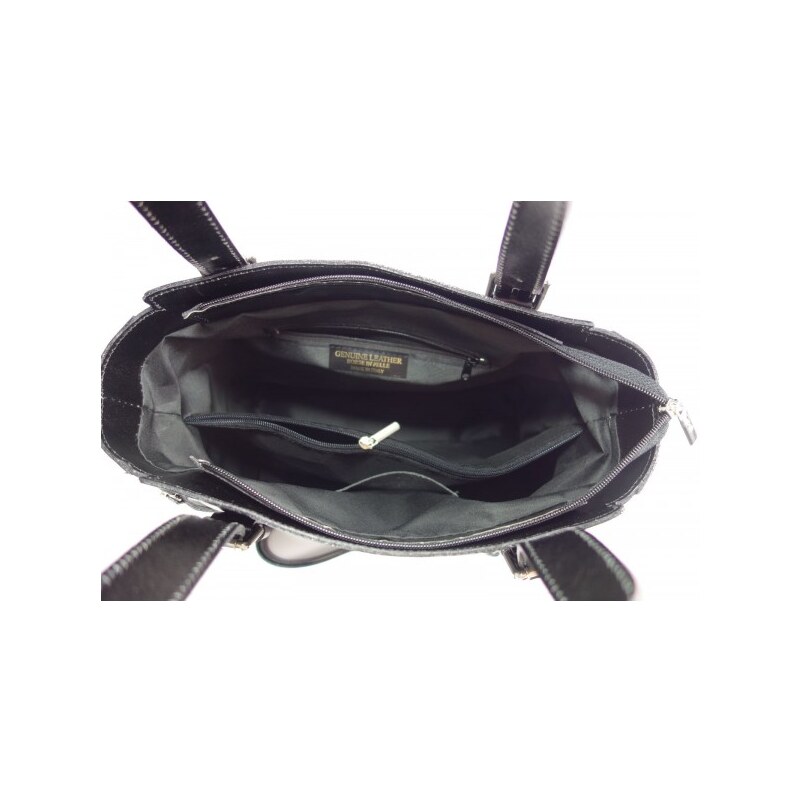 Kožená kufříková kabelka Vera Pelle V884N černá