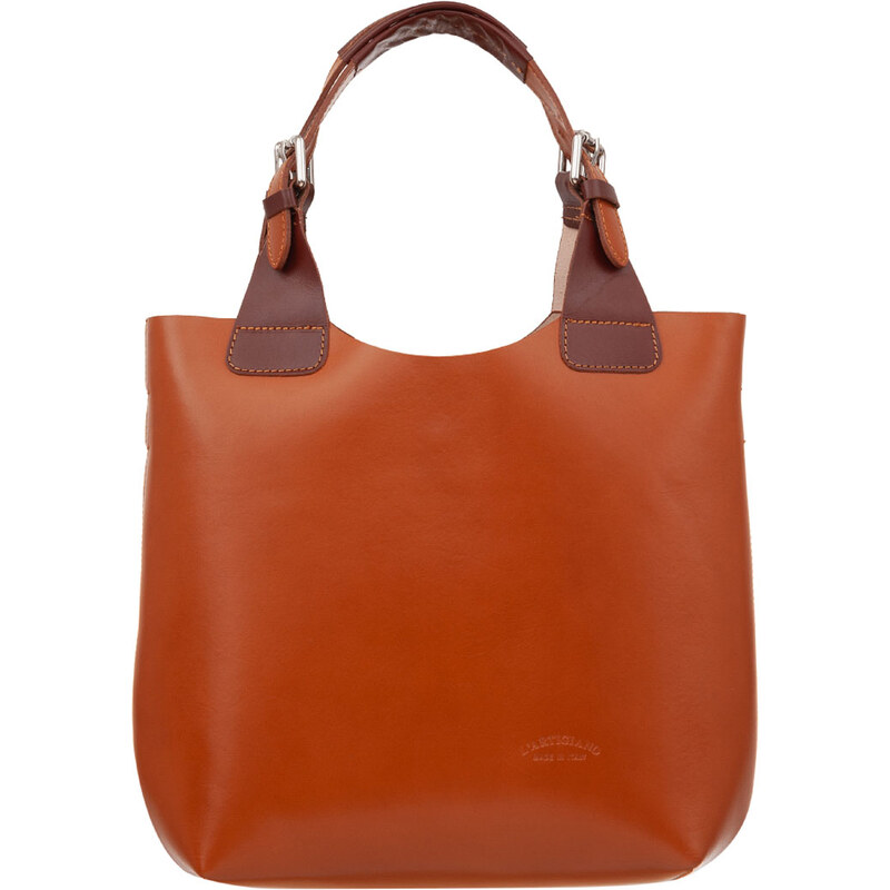 Kožená shopper bag kabelka L Artigiano 846 MN camel / hnědá