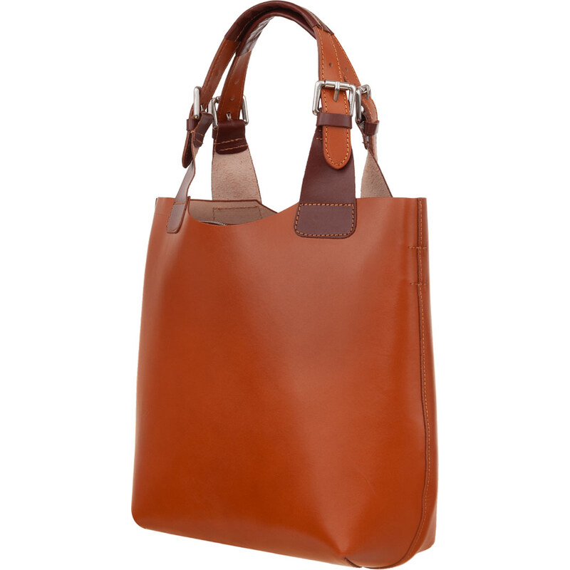 Kožená shopper bag kabelka L Artigiano 846 MN camel / hnědá