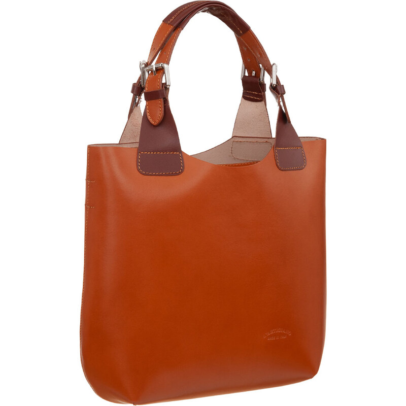 Kožená shopper bag kabelka L Artigiano 846 MN camel / hnědá