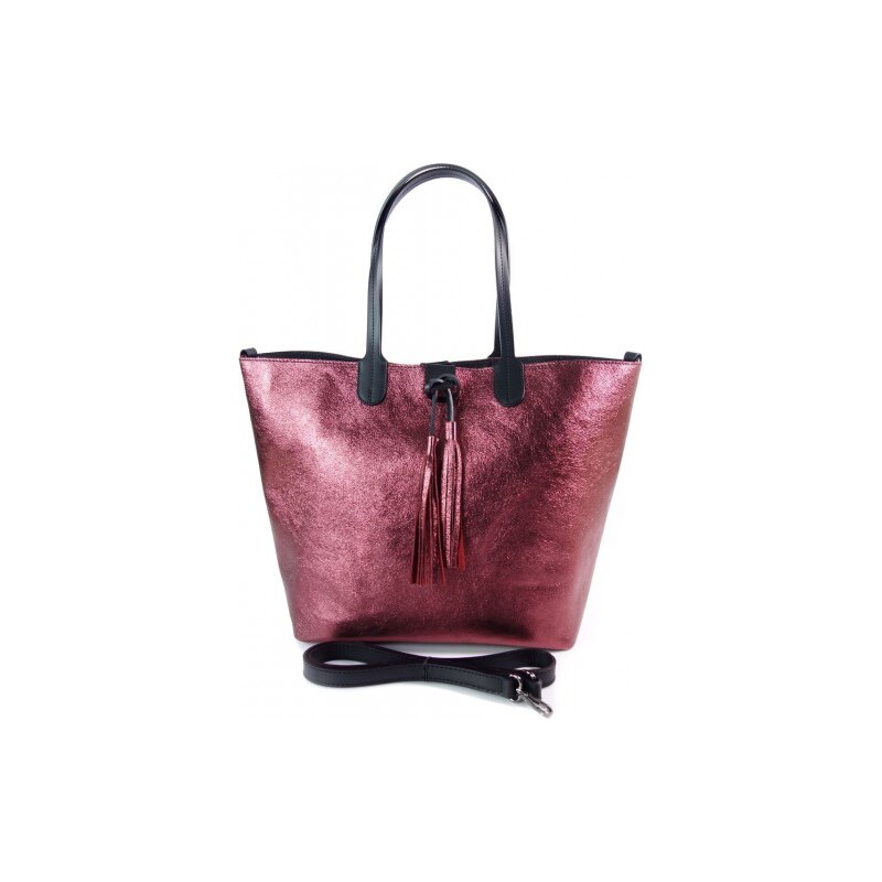Kožená shopper bag kabelka Vera Pelle SB599R červená 93973881